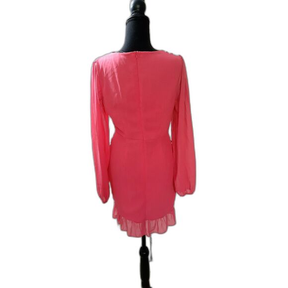 Double Crazy  Dress Women Size M  Pink Cocktail  Long Sleeve # 103 - Picture 3 of 6